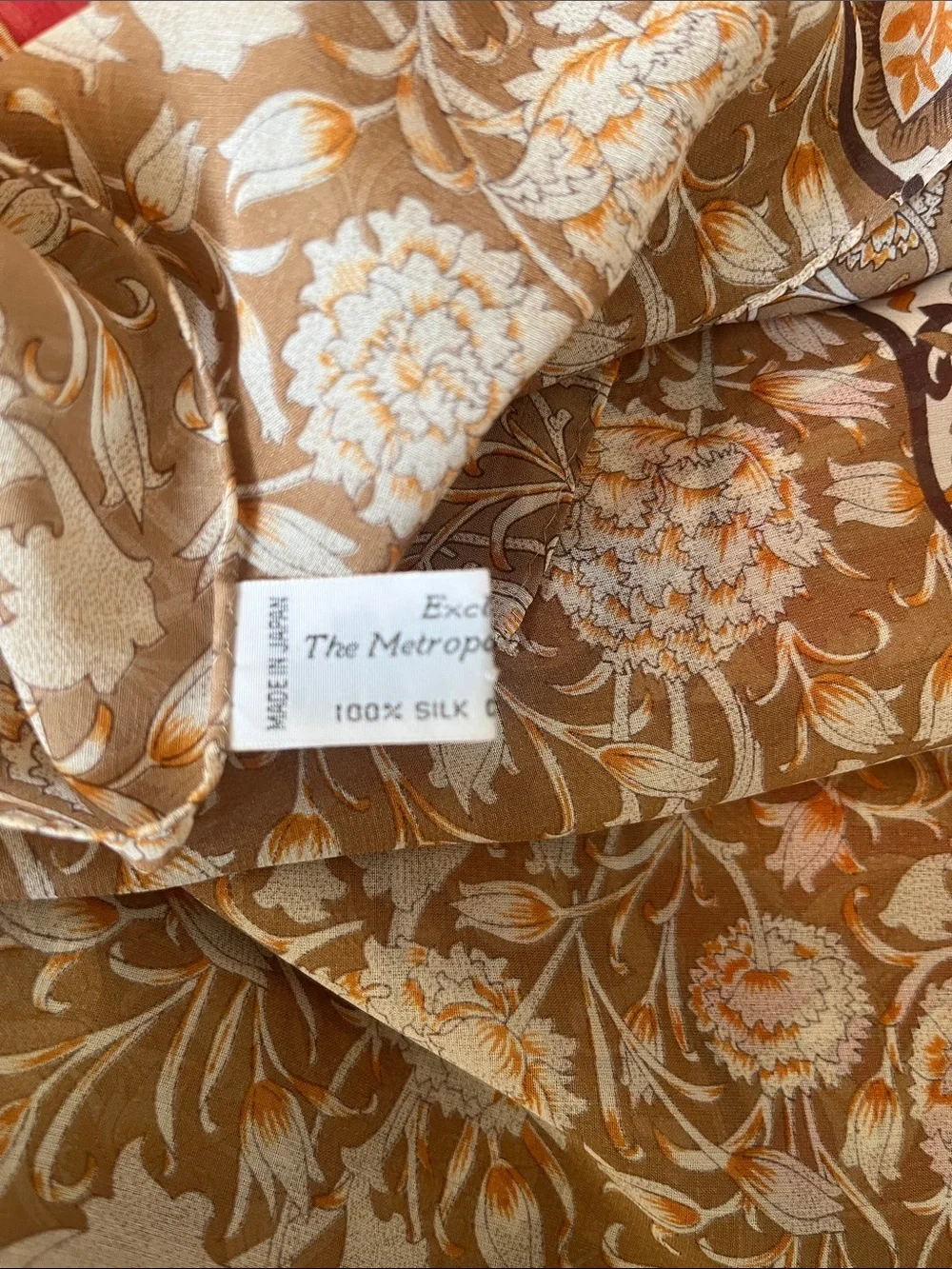 Vintage The Metropolitan Museum of Art William Morris Inspired Floral Silk scarf